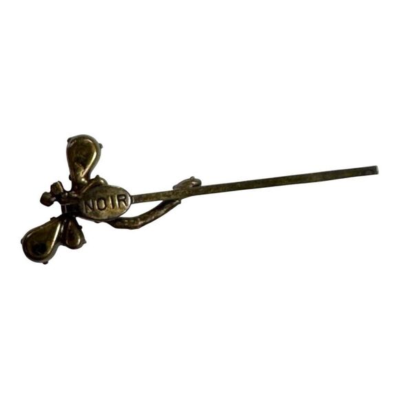 Vintage Signed Noir Pink Rhinestone Dragonfly Hair Clip 2.5” Barrette Bobby Pin - Picture 3 of 5